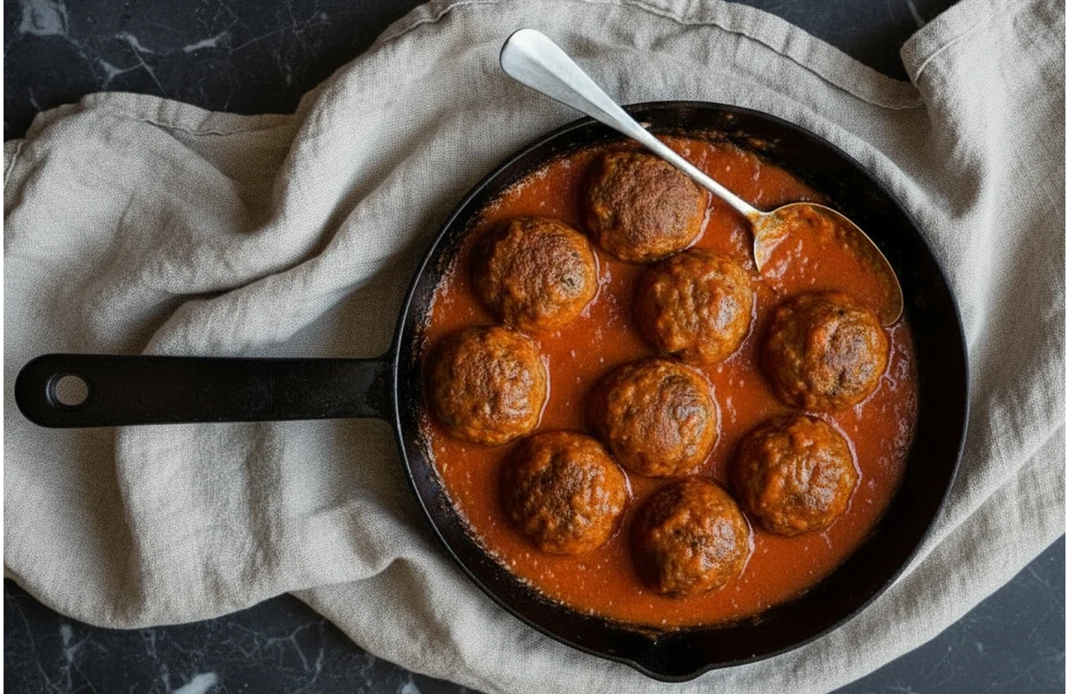 Meatballs in tomato sauce in a pan