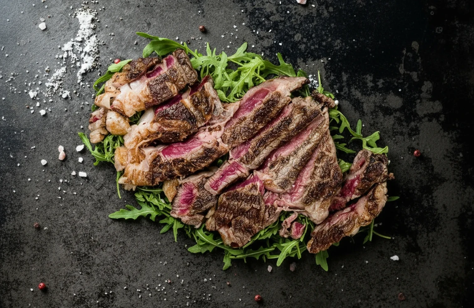 Sliced meat on a wooden board