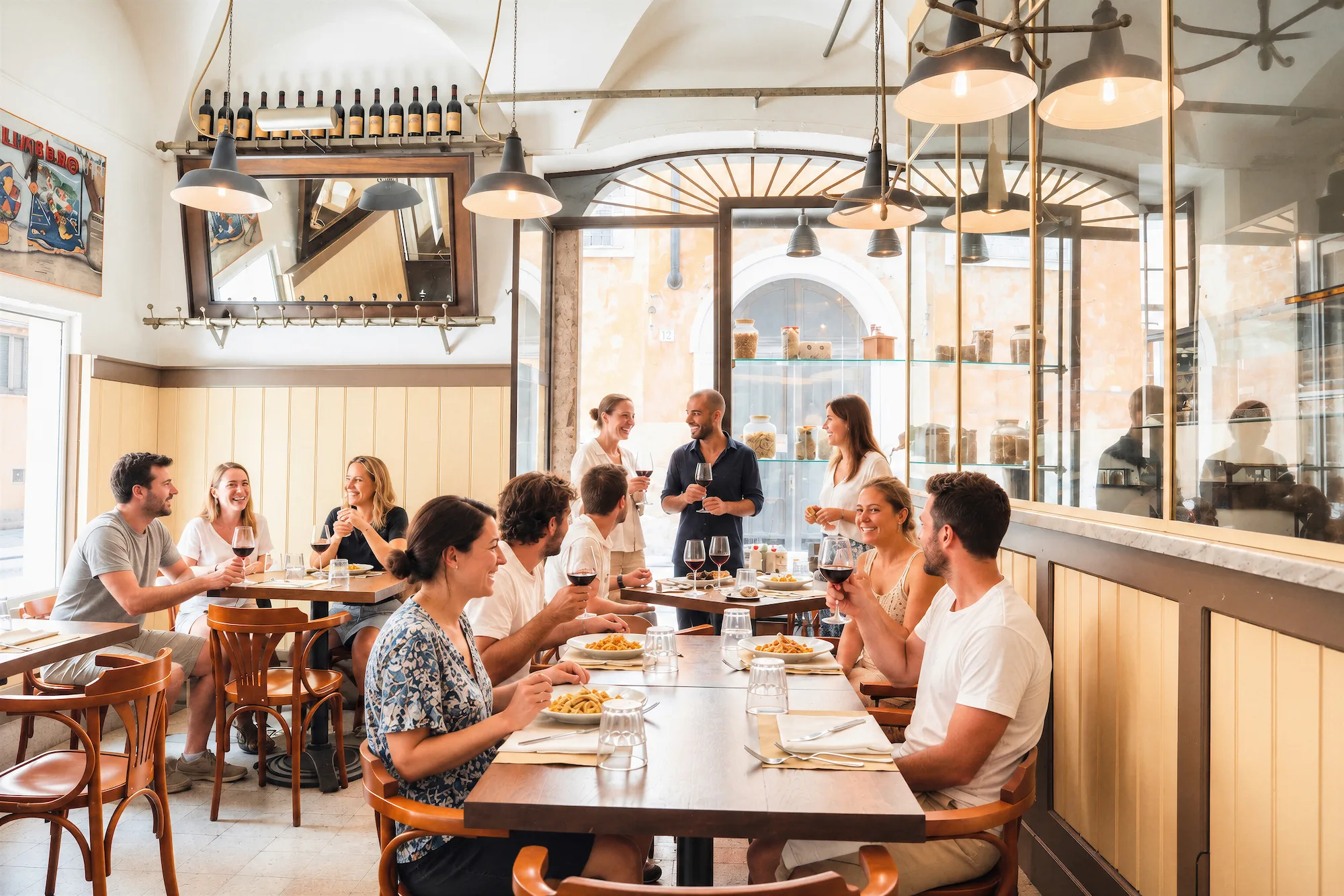 Guests dining inside Maccheroni